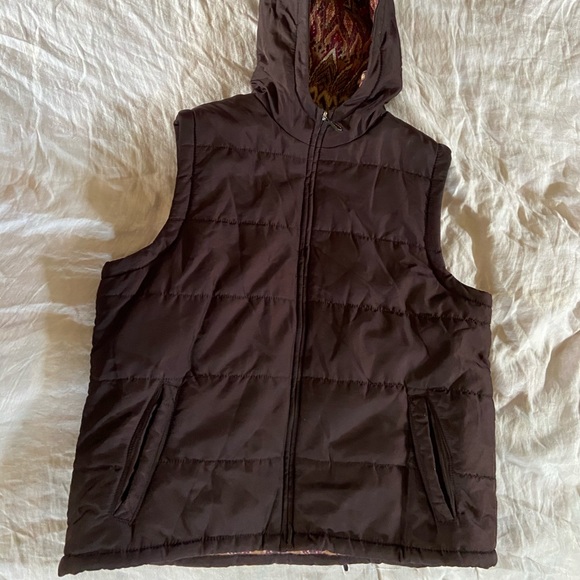 Chocolate Brown Hooded Puffy Vest by Mark Eisen - Picture 3 of 7